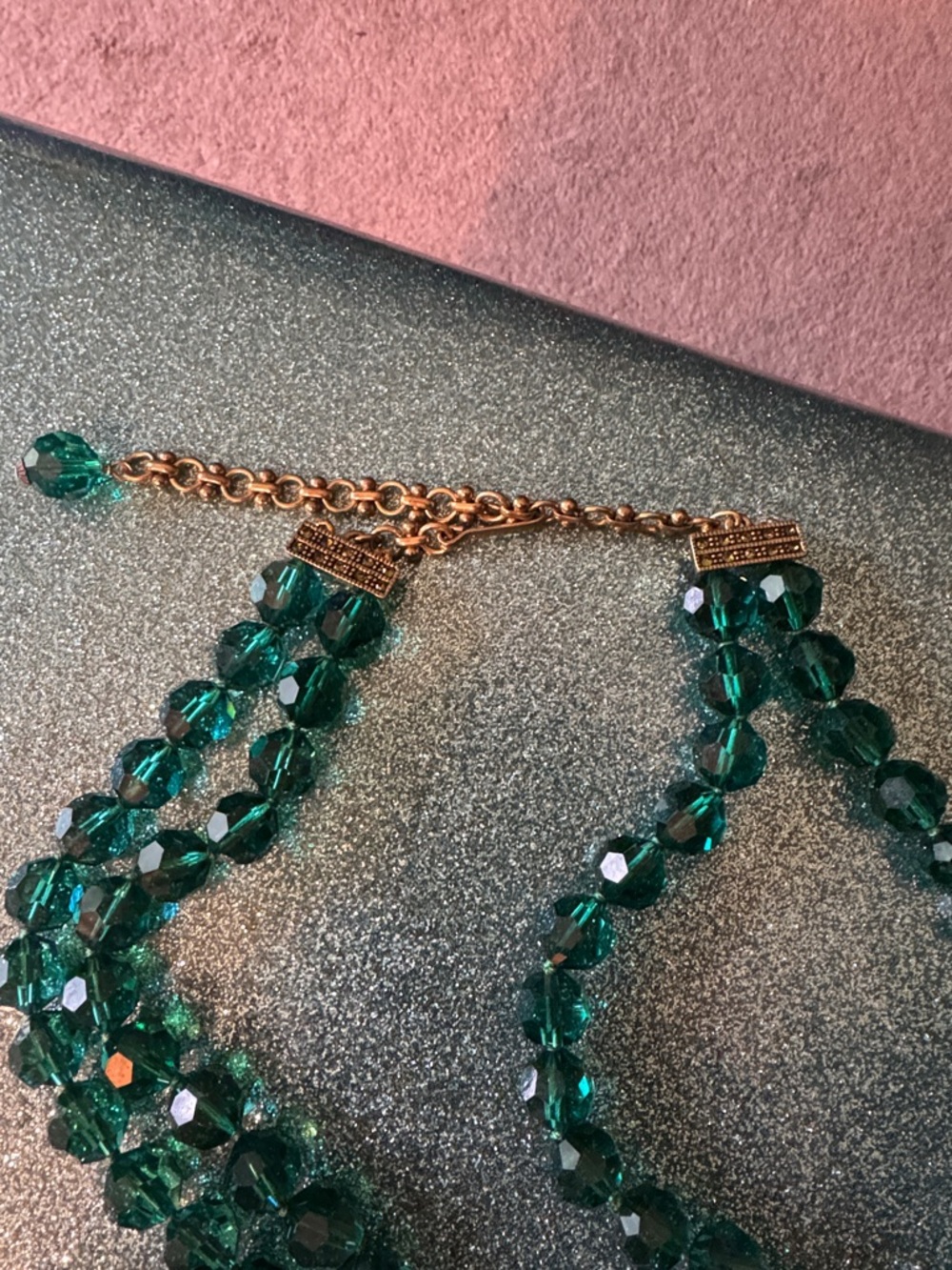 Heidi Daus Multicolor Floral Crystal Necklace with Emerald Beaded Strand - Picture 3 of 4